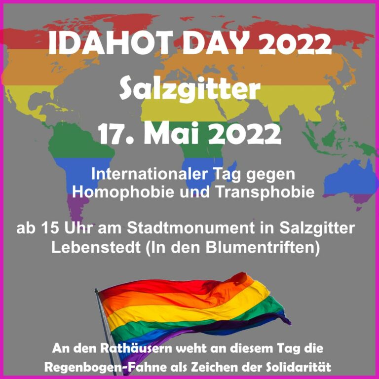 17. Mai: Aktionstag gegen Homophobie und Transphobie